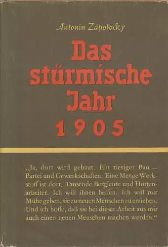 Buch: Das stürmische Jahr 1905, Zapotocky, Antonin. 1952, Dietz Verlag