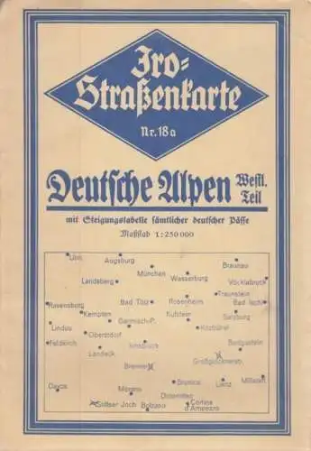 Buch: Jro-Straßenkarte Nr. 18 a - Deutsche Alpen, Westl. Teil, gebraucht, gut