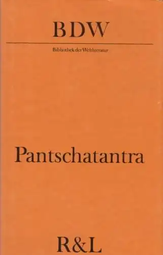 Buch: Pantschatantra, (Visnusarma). BDW, Bibliothek der Weltliteratur, 1978