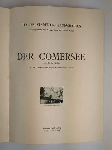 Buch: Der Comersee, Rossi / Boroli, 1929, Amalthea, Italien: Städte & Landschaft