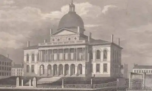 Das Rathaus in Boston. aus Meyers Universum, Stahlstich. Kunstgrafik, 1850