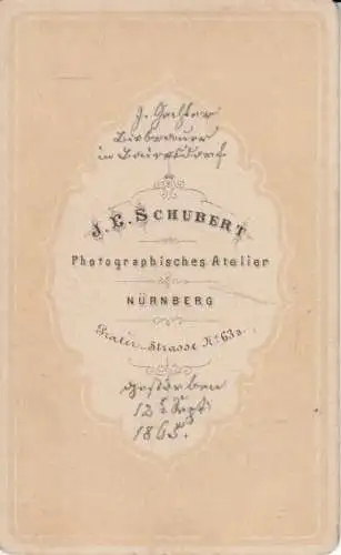 Portrait bürgerlicher Herr, Fotografie. Fotobild, 1865, Atelier J. E. Schubert