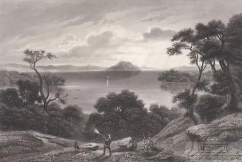 Saratoga Lake. aus Meyers Universum, Stahlstich. Kunstgrafik, 1850