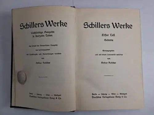 Buch: Schillers Werke, Vollständige Ausgabe in fünfzehn Teilen, Bong, 8 Bände