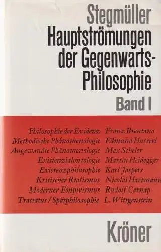 Buch: Hauptströmungen der Gegenwartsphilosophie. Band I, Stegmüller, Wolfgang