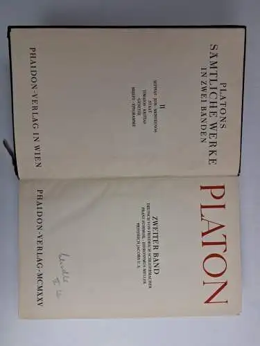 Buch: Platon - Sämtliche Werke in zwei Bänden, Phaidon Verlag, 1925, 2 Bände