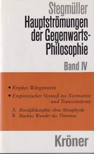 Buch: Hauptströmungen der Gegenwartsphilosophie, Band IV, Stegmüller, Wolfgang