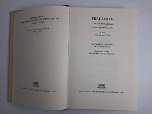 Buch: Frauenlob (Heinrich von Meissen) - Leichs, Sangsprüche, Lieder, 2 Bände