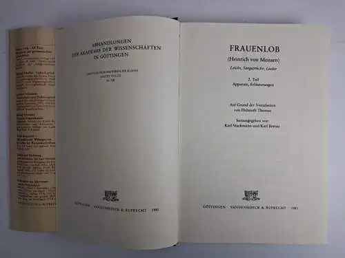 Buch: Frauenlob (Heinrich von Meissen) - Leichs, Sangsprüche, Lieder, 2 Bände