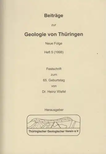 Buch: Beiträge zur Geologie von Thüringen. Neue Folge Heft 5. 1998