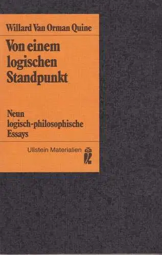 Buch: Von einem logischen Standpunkt, Quine, Willard Van Orman, 1979, Ullstein