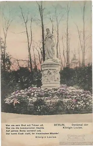 AK Berlin. Denkmal der Königin Louise. ca. 1917, Postkarte. Ca. 1917