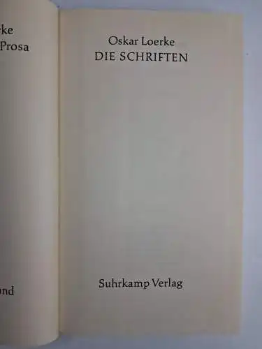 Buch: Gedichte und Prosa, Oskar Loerke, 2 Bände, 1958, Suhrkamp Verlag