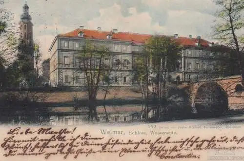 AK Weimar, Schloss, Wasserseite. ca. 1901, Postkarte. Serien Nr, ca. 1901