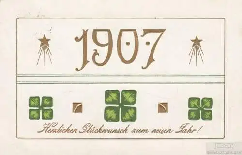 AK 1907 Herzlichen Glückwunsch zum neuen Jahr!, Postkarte. Neujahrskarte, 1906