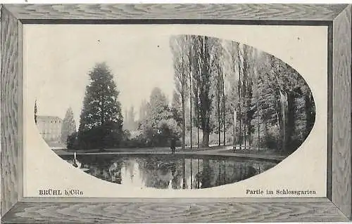 AK Brühl. b/Cöln. Partie im Schlossgarten. Holzimitation ca. 1912, Postkarte