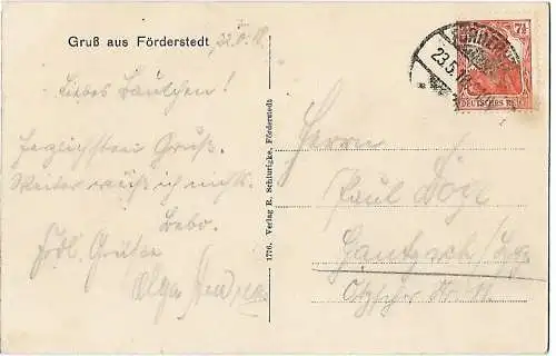 AK Gruß aus Förderstedt. Calbenserstraße. ca. 1918, Postkarte. Serien-Nr