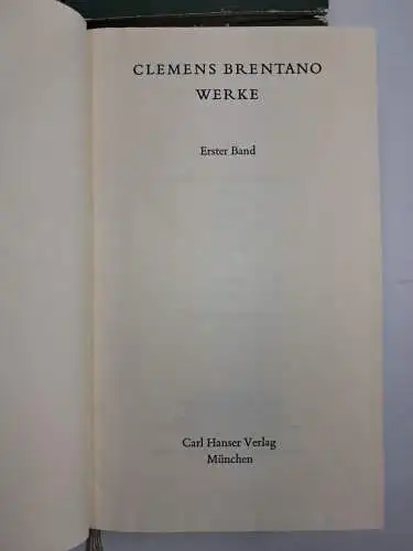 Buch: Clemens Brentano - Werke, 4 Bände, 1968, C. Hanser Verlag, gebraucht, gut