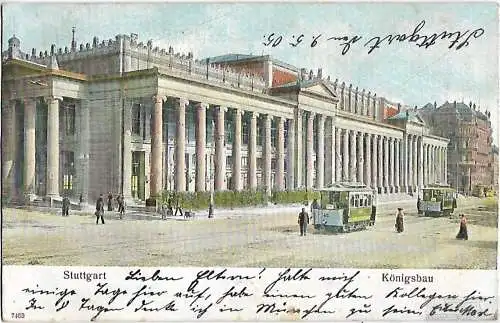 AK Stuttgart. Königsbau. Prägedruck. ca. 1905, Postkarte. Serien-Nr, ca. 1905