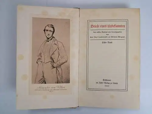 Buch: Briefe eines Unbekannten, Alexander von Villers, 2 Bände, 1910, Insel