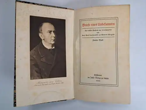 Buch: Briefe eines Unbekannten, Alexander von Villers, 2 Bände, 1910, Insel