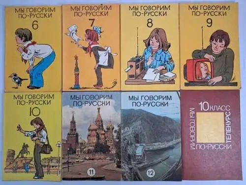 8 Bände Mui goworim po russki (Wir sprechen Russisch) 6-11 + Telekurs 10, 1982ff