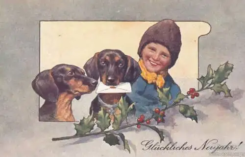 AK Glückliches Neujahr!, Postkarte. Neujahrskarte, 1909, gebraucht, gut