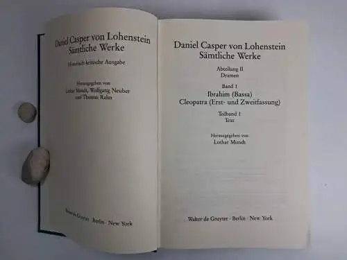 Buch: Ibrahim, Cleopatra - Text, Lohenstein, Sämtliche Werke, de Gruyter