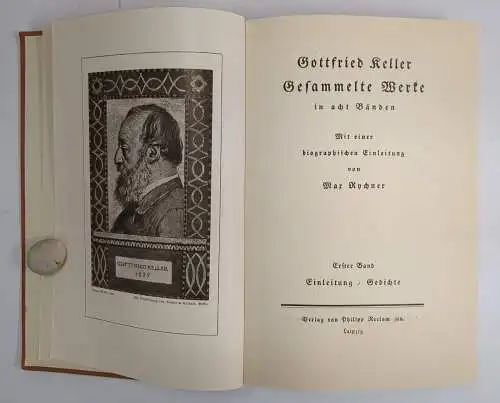 Buch: Gottfried Keller - Gesammelte Werke in acht Bänden, Reclam Verlag, 8 Bände