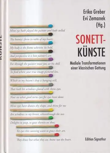 Buch: Sonett-Künste, Mediale Transformationen, Greber /   Zemanek, Signathur