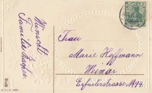 AK Herzlichen Glückwunsch zum neuen Jahr, Postkarte. Neujahrskarte, 1914