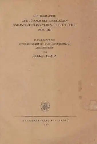 Buch: Bibliographie zur jüdisch-hellenistischen... 1969, Akademie Verlag