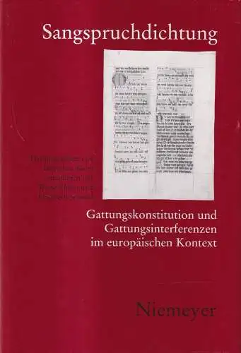 Buch: Sangspruchdichtung, Dorothea Klein (Hrsg.), 2007, Max Niemeyer Verlag