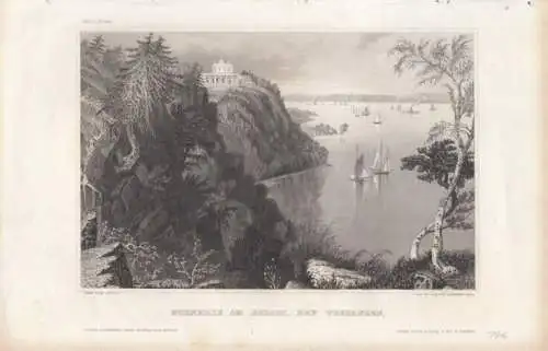 Scenerie am Hudson, Bey Weehawken. aus Meyers Universum, Stahlstich. Kunstgrafik