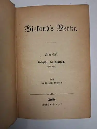 Buch: Chr. Martin Wieland's Werke (vollständig), Hempel, 40 Teile in 19 Bänden