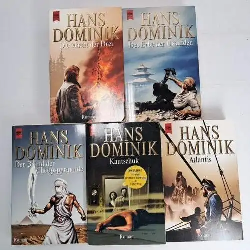 5 Bücher Hans Dominik, Science Fiction, Kautschuk, Atlantis, Die Macht der Drei