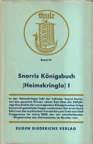 Buch: Snorris Königsbuch (Heimskringla) I, Felix Niedner, Thule, 1965, Diederich