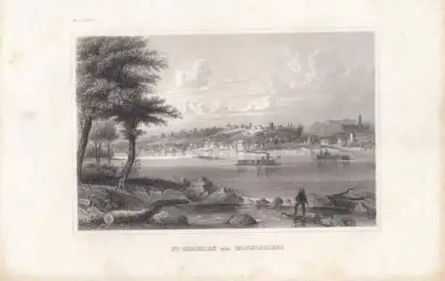 St. Charles am Mississippi. aus Meyers Universum, Stahlstich. Kunstgrafik, 1850