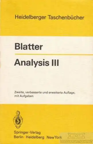 Buch: Analysis III, Blatter, Christian. Heidelberger Taschenbücher, 1981