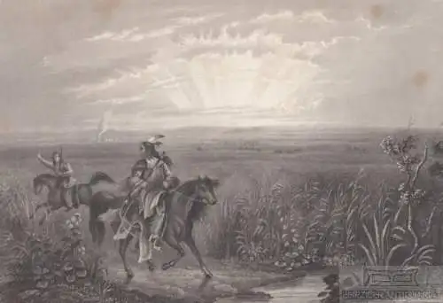 Prairie near the Arkansas-River. aus Meyers Universum, Stahlstich. Kunstgrafik