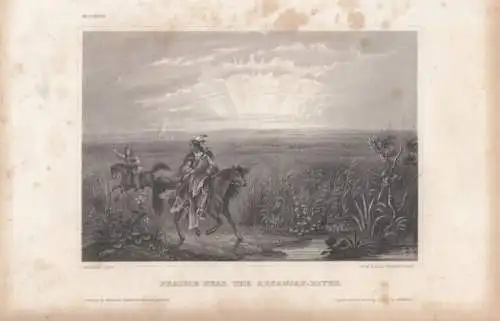 Prairie near the Arkansas-River. aus Meyers Universum, Stahlstich. Kunstgrafik