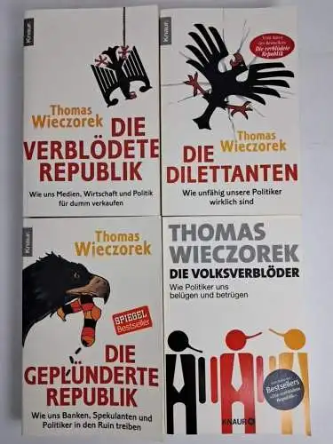 4 Bücher Thomas Wieczorek: Dilettanten, Volksverblöder, Die verblödete Republik