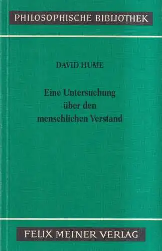 Buch: Eine Untersuchung über den menschlichen Verstand, David Hume, 1984, Meiner