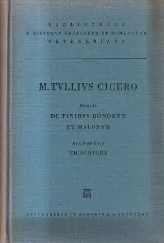 Buch: M. Tulli Ciceronis scripta quae manserunt omnia Fasc. 43, Cicero. 1961