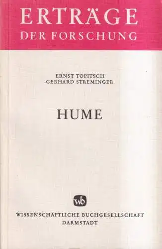 Buch: Hume, Ernst Topitsch / Gerhard Streminger, 1981, WBG, Erträge d. Forschung