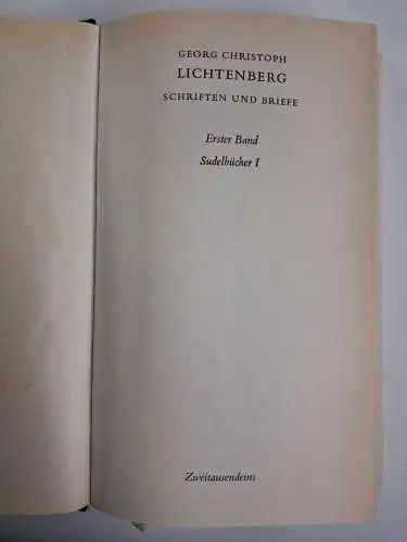 Buch: Georg Christoph Lichtenberg - Schriften und Briefe, 6 Bände, 1994