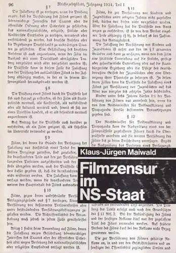 Buch: Filmzensur im NS-Staat, Klaus-Jürgen Maiwald, 1983, Nowotny Verlag