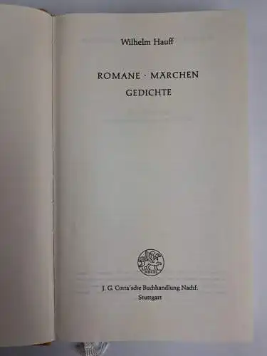 Buch: Wilhelm Hauff - Werke I+II