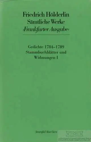 Buch: Sämtliche Werke Frankfurter Ausgabe 1, Friedrich, Hölderlin. 1995