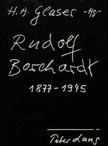 Buch: Rudolf Borchardt 1877-1945, Glaser, Horst Albert, 1987, Peter Lang